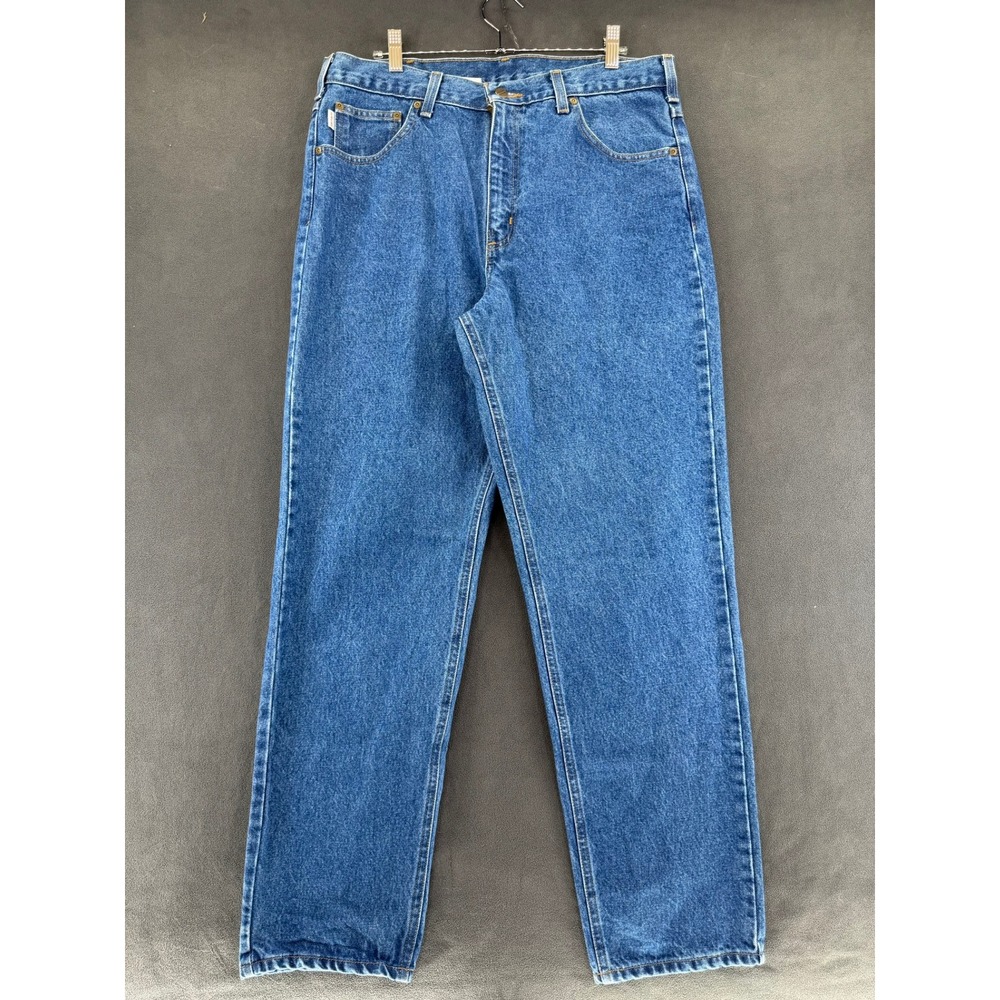 Vintage Carhartt B17DST Relaxed Fit Straight Jeans Men Blue Denim Workwear 36x32